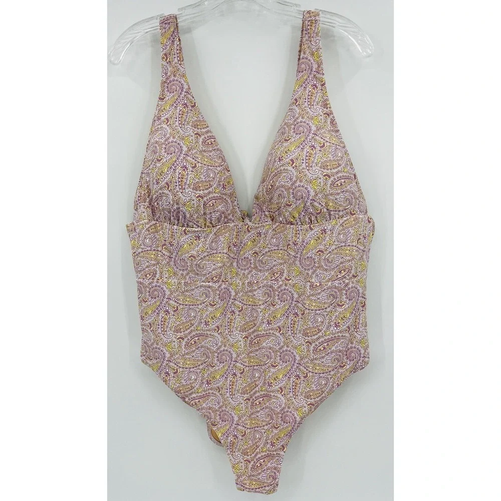 J Crew Swimsuit Women's Size 20 Tie Back One Piece Bathing Suit Lined Floral